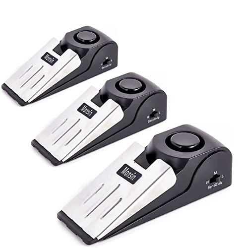 Door Stop Alarm, Door Stopper with 120DB Security Alarm, Floor Wedge Doorstop for Travel Apartment Home House (Pack of 3)