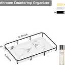 Dobbyby Vanity Tray Makeup Organizer Cosmetics Storage Bathroom Skincare Organizer Countertop Display Rack in Dresser Stainless Steel Shelf Marble Print Ceramic Trays