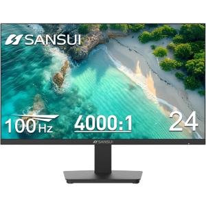 SANSUI Monitor 24 inch 100Hz Computer Monitor FHD 1080P PC MonitorHDMIFreeSyncHDREarphone Jack Ergonomic Tilt for Home and Office (Black)