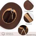Women-Classic-Western-Cowboy-Shapeable-Hat - Men-Roll-Up-Wide-Brim-Felt-Fedora-Hats-Cowgirl-Hat with Belt Buckle(M-L) (Brown)
