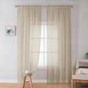 OWENIE Taupe Sheer Curtains 84 inches Long for Bedroom Living Room 2 Panels Set, Rod Pocket Solid Taupe Curtain, Soft Touch Elegant Voile Curtains & Drapes for Nursery, 42"x84", 2 Pcs
