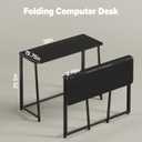 WOHOMO Folding Desk, 39.4" Narrow Writing Foldable Desk, Space-Saving Laptop Table, Easy Assemble Workstation for Home Office, Black, Large Size:39.4 x 15.7
