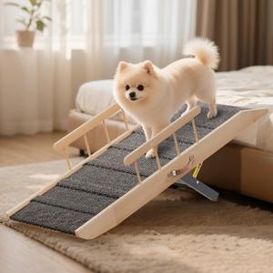 Dog Ramp for Bed Couch, Pet Ramp for Small Medium Old Dogs Cats with 10 Adjustable Heights from 5.91" to 19.69", 47" Long Portable Non-Slip Dog Bed Ramp for High Bed, Couch, Hold up to 200 LBS (47.24 Inch)