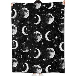 Moon Phases Blanket Gifts for Kids Adult Women, Celestial Astronomy and Space Throw Blankets, Soft Comfy Lightweight for Room Couch Bed Sofa Mystical Decor 50x40in