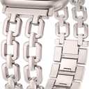 Wearlizer Compatible with Apple Watch Bands 41/40/38/44/45/46/49/42mm Women, Dressy Fancy Metal Chain Pretty Strap Designer Gold Silver Link Bracelet for iWatch Ultra SE Series 10 9 8 7 6 5 4 3 2 1 (Starlight)