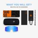 suoso Sports Cycling Glasses for Men: UV400 Polarized Wraparound Sunglasses for Women Running Riding Fishing Baseball TR90