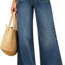 UPNET Women’s High Waisted Baggy Jeans – Stretchy Wide Leg Tummy Control Straight Leg Denim Pants Trendy Jeans for Women 2025 (Blue-14, Short)