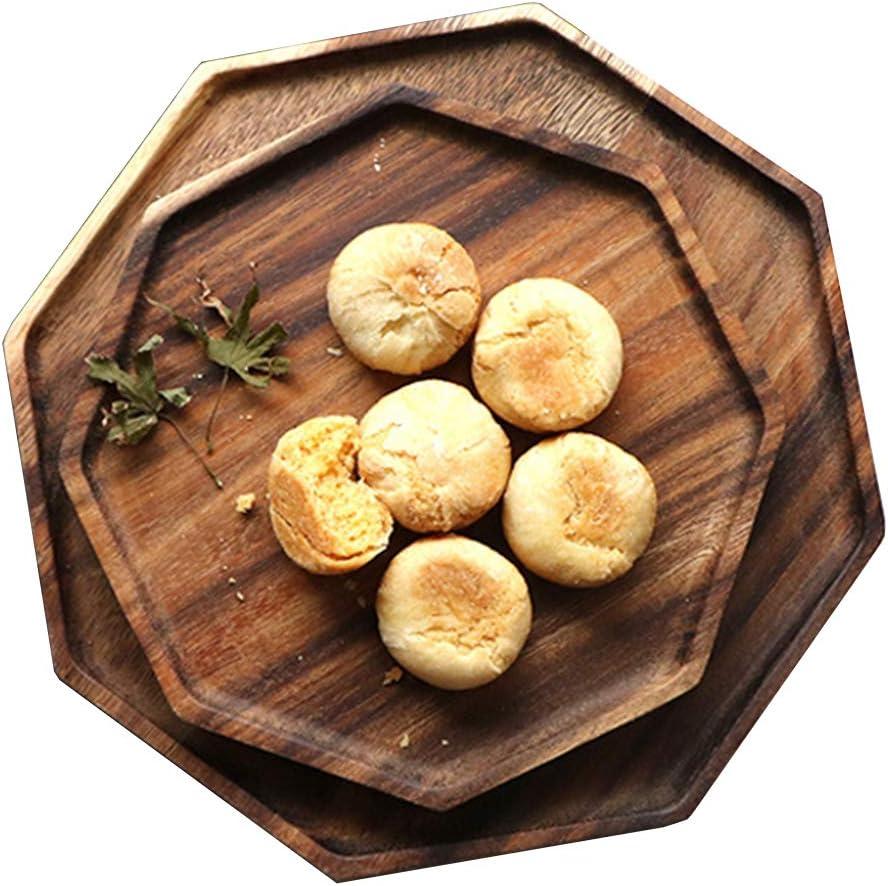 Set of 2 Acacia Wooden Trays Serving Platters Round Square Veggie Serving Tray Decor Bread Charcuterie Board Fruit Hosting Essentials Cheese Platter Vegetable Food Dish Charger Plate Charcuterie Board (8-10 Inch (Pack of 2))