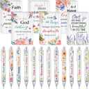 Colarr 24 Sets Christian Bulk Gifts for Women Christmas Bible Verse Pens Notebooks Religious VBS Scripture Ballpoint Pens Bookmarks Journal Sunday School Church Inspirational Supplies(Floral)