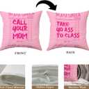 Funny Pink Call Your Mom Pillow Covers 18x18, Cute College Dorm Decor, Trendy Retro Pink Throw Pillow Covers for Girls Room Dorm Bedroom Decor, Gifts for College Girls, Set of 1