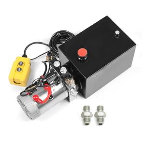 Nakkaa 12V DC Hydraulic Power Device 8 Quart Double Acting Hydraulic Dump Trailer Pump for Lifting and Lowering Dump Trailer Trucks