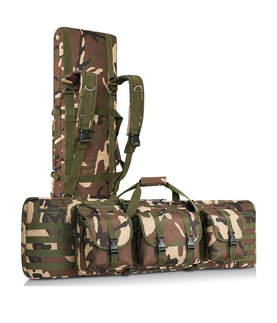 DULCE DOM Soft Double Rifle Bag, Gun Case Storage & Transportation, Long Gun Bag Portable Tactical Backpack Carrying with Molle for Shooting Range Hunting Outdoors, 32/36/42/48'' with Multiple Colors camo (48"x 12")