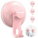 JOTPE 2026 Upgraded Suction Cup Shower Hooks,Reusable No-Drill,Pink,4-Pack