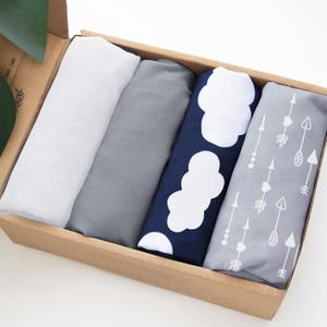 Baby Bassinet Sheets 4 Pack Compatible with Graco Pack and Play Dome LX/Day2Dream(not playard) and Pamo Babe 4 in 1 Portable Crib(only for Bassinet), Ultra Soft & Skin-Friendly, Washer & Dryer (Navy Blue Cloud)