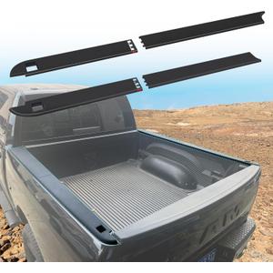 5.7ft Truck Bed Rail Caps Compatible with Dodge Ram 1500 2009-2018, Top Protector Cover Molding Cap, Smooth Finish Back w/Stake Holes Bedrails Covers Protectors Accessories (Black, 2 PCS)