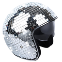 Disco Ball Helmet with Retractable Visor Silver Glitter Mirror Glass Disco Ball Hat Helmet for Women Men DJ Club Stage Bar Party Wedding
