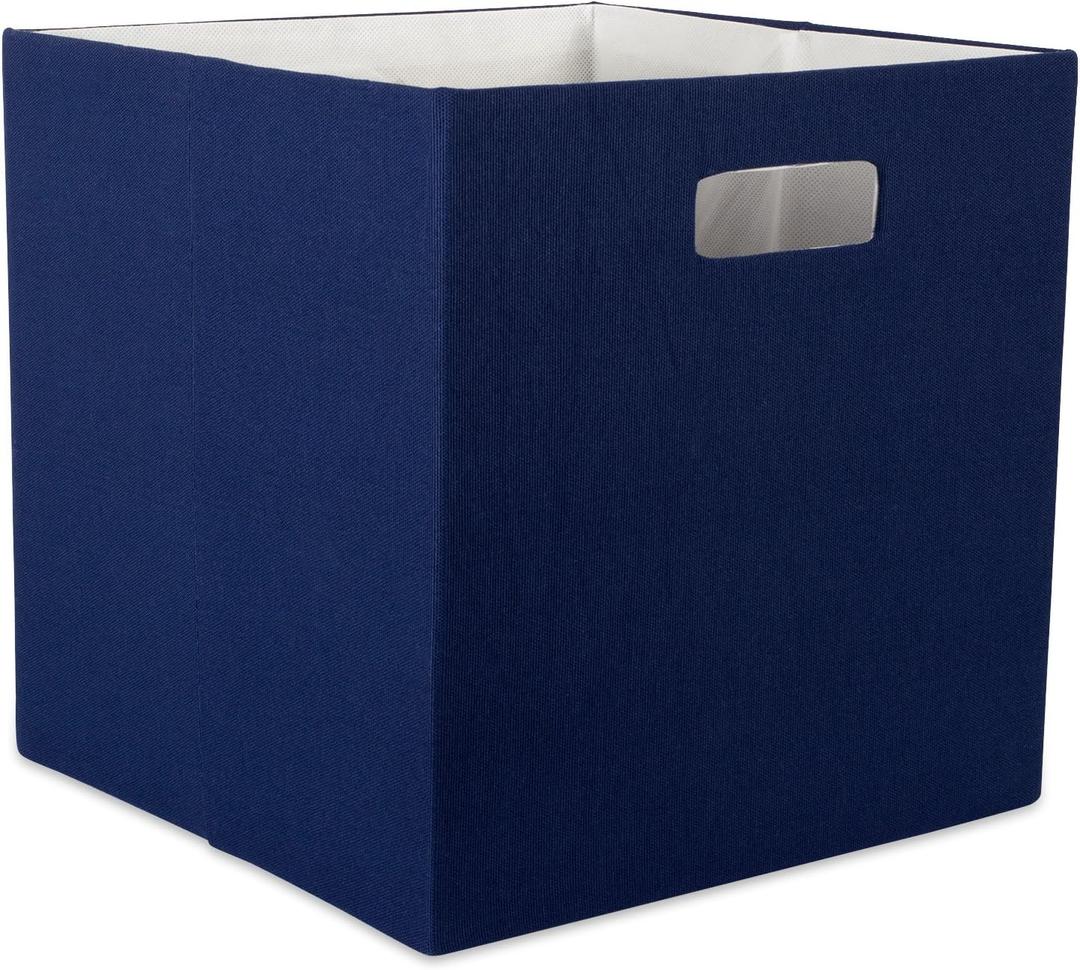 DII Poly-Cube Storage Collection Hard Sided, Collapsible Solid, Large, Nautical Blue (Large Square, 13x13x13")