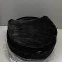 GREENSTELL Small Vanity Stool Chair with Storage and Folding Back, 13" x 13" x 17.7" Faux Fur Soft Ottoman for Teenager, 4 Metal Legs with Anti-Slip Feet, Furry Padded Seat for Makeup, Bedroom, Black