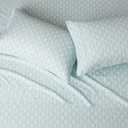 Amazon Basics Lightweight Breathable Brushed Microfiber 4-Piece Bed Sheet Set with 14-Inch Deep Pockets, Wrinkle Resistant, Queen, Aqua Fern, Printed