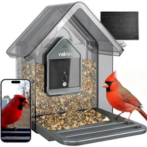 Smart Bird Feeder with Camera Solar Powered,2K UHD Video Live Stream,Easy Set Up,AI Bird Species Identification, Auto Capture Videos&5MP Photos,Instant Alerts,Gifts for Bird Lovers