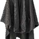 Royoliving Fuzzy Sherpa Wearable Fleece Blanket with Pockets for Adults, Ultra Soft Plush Shawl Throw Blankets (Grey, 58'' x 64'')