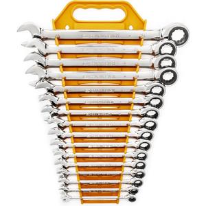 GEARWRENCH 16 Piece Ratcheting Combination Wrench Set with Tray | Metric | 9416