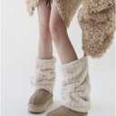 MANGMAO Fuzzy Leg Warmers Y2k Fairy Grunge Fur Leg Warmers Women Fluffy Cute Stocking Socks Aesthetic Accessories (White)