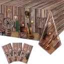 Tiamon 3 Pcs Western Party Tablecloth Western Cowboy Table Cover Cowboy Theme Plastic Tablecloth Wild West Wooden House Barn Door Table Cover for Baby Shower Birthday Party