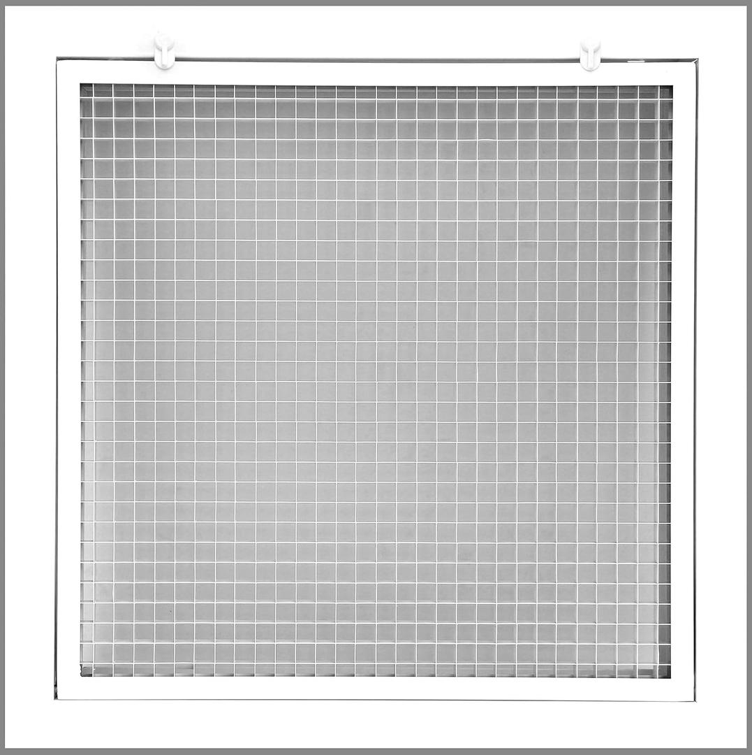 HVAC Premium 20" x 20" Cube Core Eggcrate Return Air Filter Grille for 1" Filter - Aluminum - White [Outer Dimensions: 21.75 X 21.75]