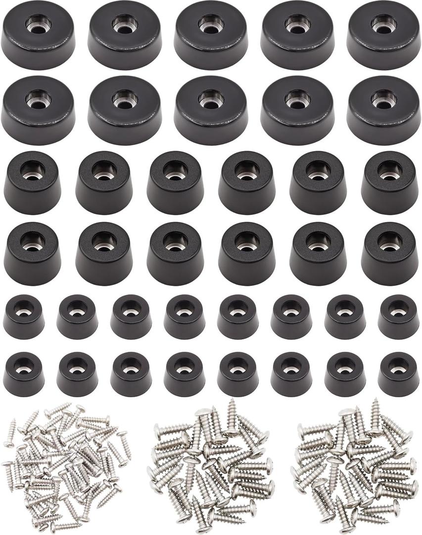 120 Pieces Rubber Feet for Cutting Board - Soft Cutting Board Feet Non Slip with 304 Stainless Steel Screws, 0.6" 0.8" 1" Non Marking Small Rubber Feeteet for Furniture, Electronics and Cabinet Feet