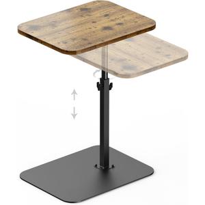 Large Tv Tray Side Table Sofa Tray for Couch Heavy Metal Base Swivel/Adjustable Height, Sofa Bed Bathroom Study TV Tray C Shaped End Table Food Snack Trays for Eating (15.7*19.7 in, Brown)