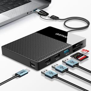 1TB External Hard Drive, USB C Multiport Hub HDD 7-in-1, USB 3.0, SD/TF Card Reader, Docking Station, Multi-Function HDD for Windows, Mac, Android, TV, Phone, Laptop, Desktop, PC