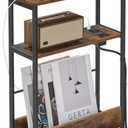 VASAGLE Side Table with Charging Station, Narrow End Table, 3-Tier Nightstand, Sofa Table for Small Spaces, Magazine Rack, for Living Room, Bedroom, Study, Rustic Brown and Ink Black ULET335K01 (Rustic Brown + Ink Black)