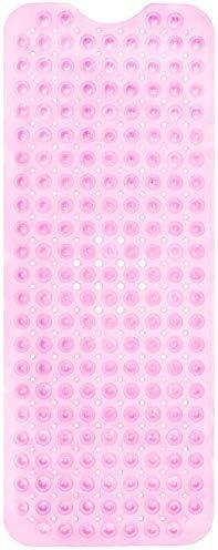 ENKOSI Bath Mat - Large Non Slip Bathtub & Shower Mat - Extra Long 40 x 16 Inch Bathroom Mats for Tub Nonslip Anti Slip Bathmats (40x16 Clear Pink 1-Pack)