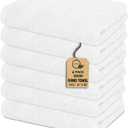 Premium Hand Towels Pack of 6 (16" x 30) 100% Combed Ring Spun Cotton | Highly Absorbent Hand Towels Set | Ultra Soft for Home, Gym & Spa (White)