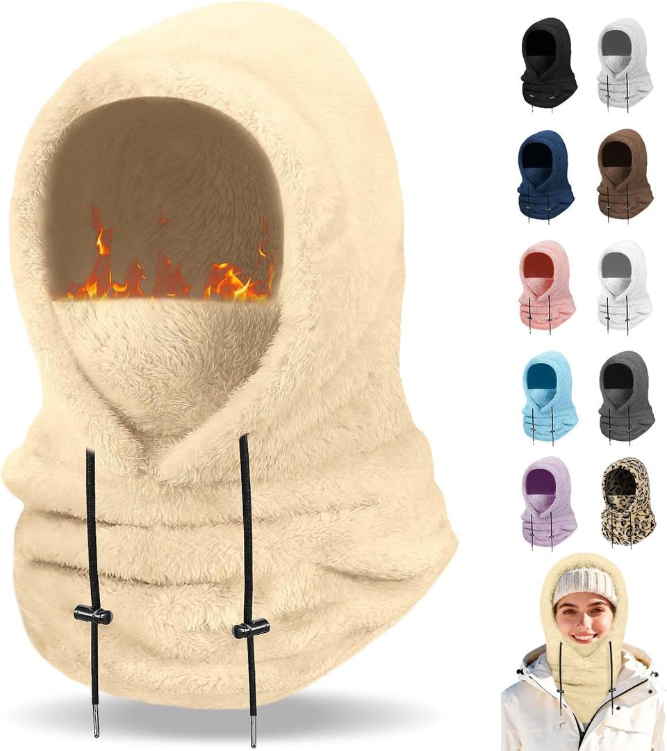 Winter Balaclava Ski Mask: Windproof Fleece Warm Face Cover Hood for Men Women Snowboarding Skiing Hiking Cycling (Gray)