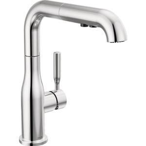 Delta Almari Chrome Kitchen Faucet with Pull-Out Sprayer, Modern Single Hole Kitchen Sink Faucet, Single Handle, Chrome 16943-DST