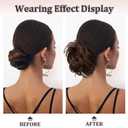 RUWISS Claw Clip Messy Bun Hair Piece Real Human Hair Buns Wavy Curly Chignon Hair Bun Extensions Tousled Updo Hair Buns Claw Clip Ponytail Hairpieces, Medium Brown (Warm/Reddish Tone)
