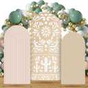 3 Pcs Mexican Arch Backdrop Cover Set 4FT 5FT 6FT Backdrop Stand Cover Stretchy Arch Stand Covers for Mexican Theme Fiesta Talavera Wedding Baby Shower Birthday Party Decoration (Brown)