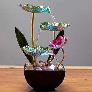 Water Fountain Indoor Waterfall Fountain Tabletop Fountain Lotus Desk Fountains mall Water Fountain Indoor Mini Waterfall Waterfall Iron Home Decor for Office Decoration