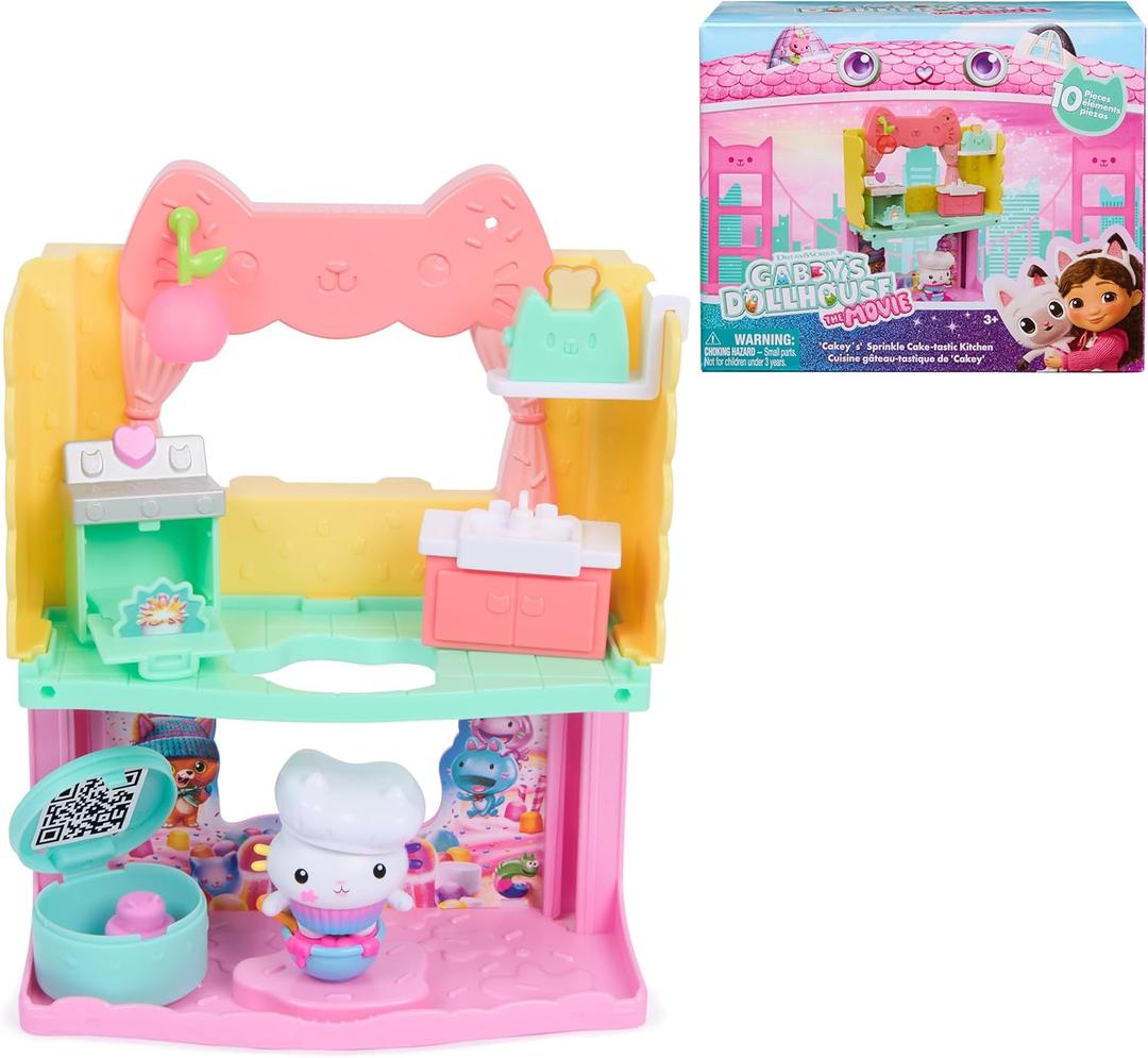 Gabby's Dollhouse: The Movie, Cakey's Sprinkle Cake-Tastic Kitchen, Toy Figure, & Dollhouse Accessories, Kids Toys for Girls & Boys Ages 3 and Up