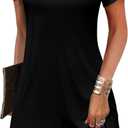 Zeagoo Women's Casual A-Line Dresses with Pockets Summer Floral Tshirt Dress Short Sleeve Mini Dress Flowy Sundresses (Black, XL)