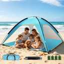 Beach Tent Sun Shelter, 3-5 Person Pop Up Beach Tent, Easy Setup UPF 50+ UV ProtectionBeach Sun Shade, Lightweight & Compact Beach Umbrella for Family Travel
