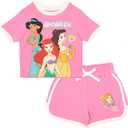 Disney Princess Minnie Mouse Lilo and Stitch Girls Short Sets Shirt and Shorts Set Girl Outfits for Toddler and Kids Clothes 10-12