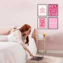 Locomiss Pink Dorm Decor Wall Art Posters, Preppy Y2K Teen Girls Wall Art Room Decor, Christian Pink Wall Dorm Decorations Prints for College Teen Girls, Set of 4 (12x16 Unframed)