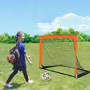 2 Pack 4 x 3 Size Portable Kid Soccer Goals for Backyard, Indoor and Outdoor Pop Up Soccer Goals, Orange, Theresduet