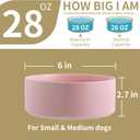 Pink Raised/Elevated Ceramic Dog Bowl for Small Medium Sized Breeds,Dog Food Water Bowl with Stand,6 in Non Slip Heavy Pet Feeding Dish 3.6 Cups/ 850 ml /28 OZ