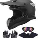 OUMURS Adult Motocross Dirt Bike Helmet with Goggles, Gloves & Mask Dirt Bike ATV Helmet for Unisex-Adult Men Women Adjustable Sun Visor DOT/FMVSS-218 Off-Road Motorcycle Helmet UTV Helmet Downhill,XL