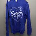 Side by Side or Miles Apart Sisters - Connected by Heart Long Sleeve T-Shirt, M, Royal blue