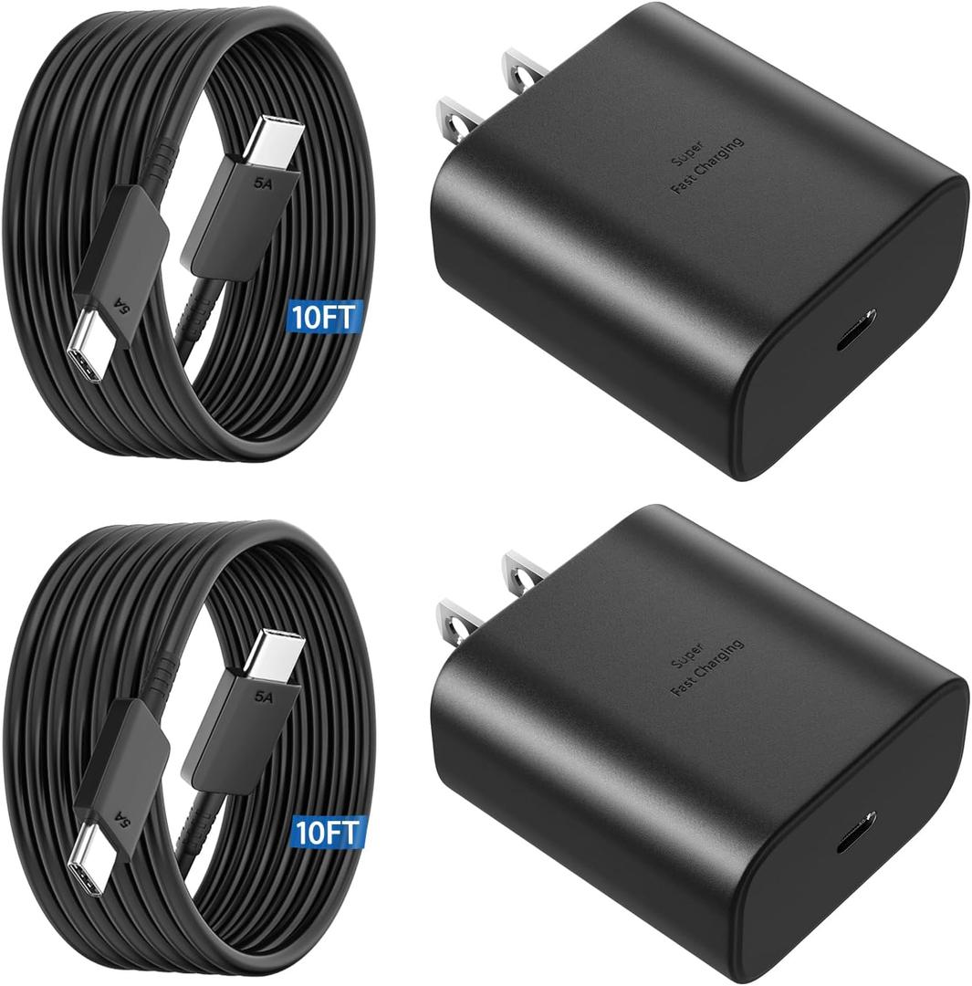 45W USB C Super Fast Charger Type C Charger Fast Charging Android Phone Charger Block with 10FT Type C Charging Cable for Samsung Galaxy S25/S25 Ultra/S25+/S24 Ultra/S24/S24+/S23/S23 Ultra/S22 Ultra